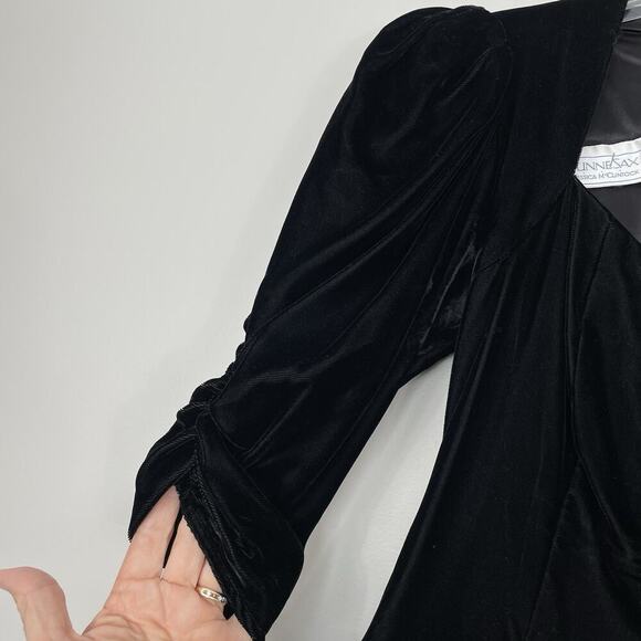 Vintage Gunne Sax Dress Size 5/6 Black Velvet Bodice Gold Lame Victorian Formal - Picture 6 of 13